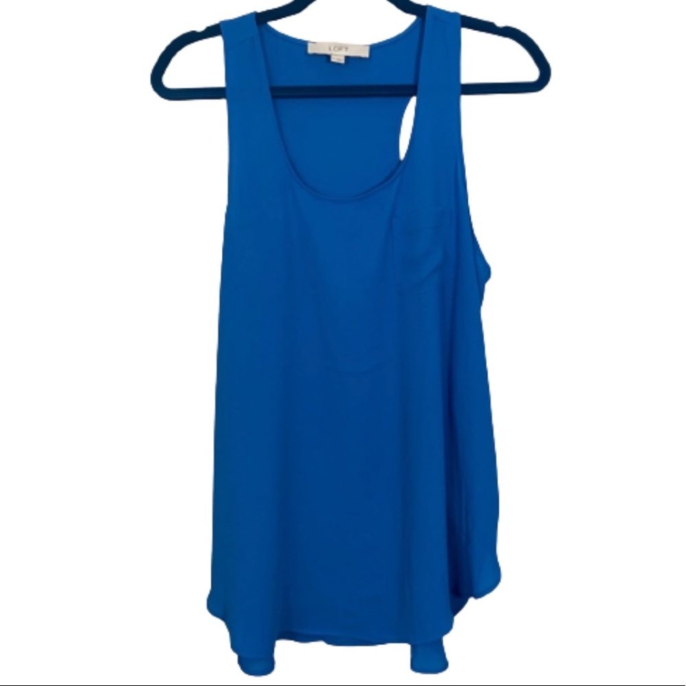Loft flowy racerback tank size Medium blue